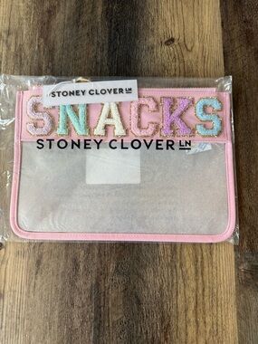 Stoney Clover Flamingo 'SNACKS' Clear Flat Pouch NWT